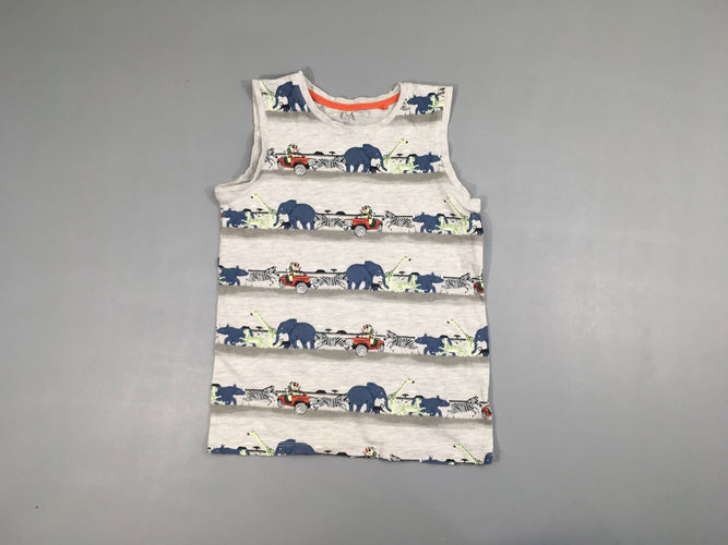 T-Shirt sans manches gris clair motif animaux jungle, moins cher chez Petit Kiwi