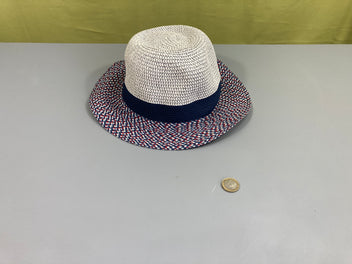 Chapeau style paille motifs bleu marine, Veritas