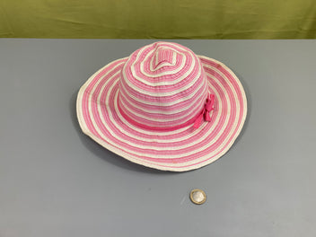 Chapeau style paille rayé rose, 52cm