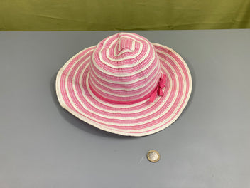 Chapeau style paille rayé rose, 52cm