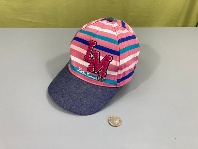 Casquette rose rayé, moins cher chez Petit Kiwi