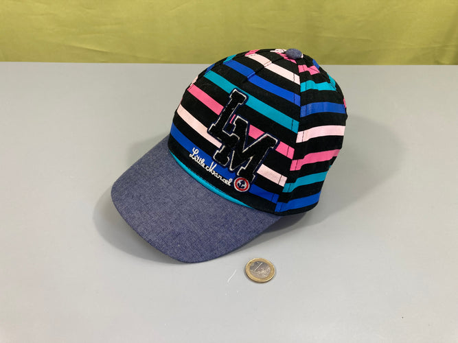 Casquette bleu marine rayé, moins cher chez Petit Kiwi