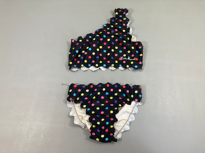 Bikini bleu marine pois multicolore, moins cher chez Petit Kiwi