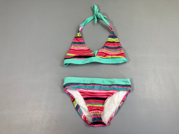 Bikini turquoise rayé multicolore