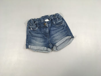 Short jeans avec rebord, taille élastique