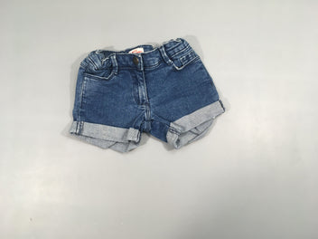 Short jeans avec rebord, taille élastique