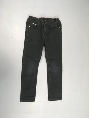 Pantalon coton noir slim, taille élastique, moins cher chez Petit Kiwi