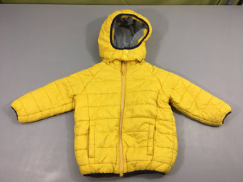 Veste ouatinée jaune doublé polar à capuche amovible