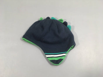 Bonnet maille bleu foncé/vert dino