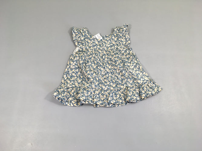 Robe m.c motifs bleu-gris jaune fleurs, moins cher chez Petit Kiwi