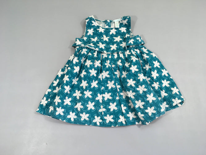 Robe s.m verte fleurie blanche, moins cher chez Petit Kiwi