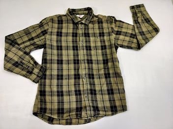 Chemise m.l en flanelle à carreaux verts et noirs