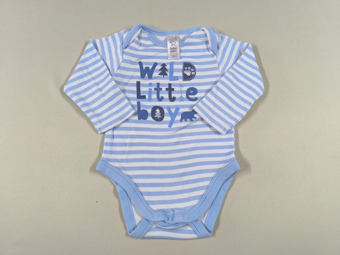 Body m.l rayé bleu/blanc "Wild little love", moins cher chez Petit Kiwi