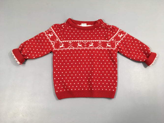 Pull rouge Noël, moins cher chez Petit Kiwi