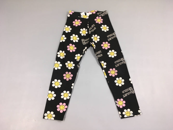 Legging épais noir fleurs, moins cher chez Petit Kiwi