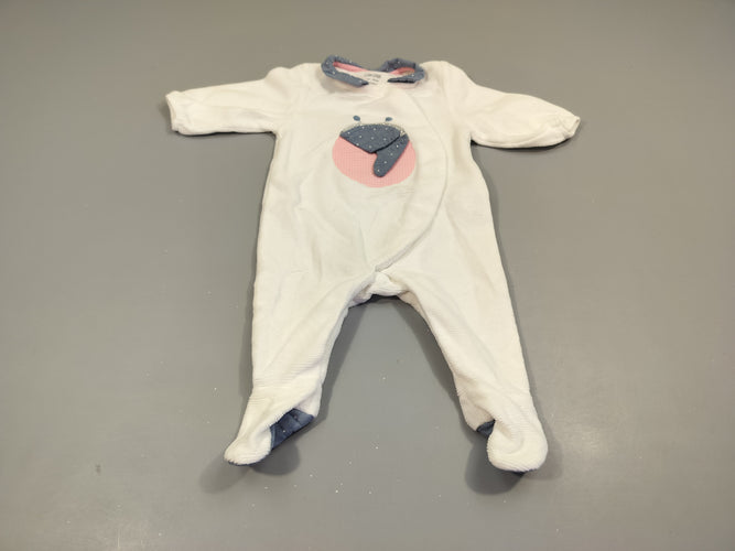 Pyjama velours blanc texturé , coccinelle 65% coton 35% polyester  Col 100% coton, moins cher chez Petit Kiwi