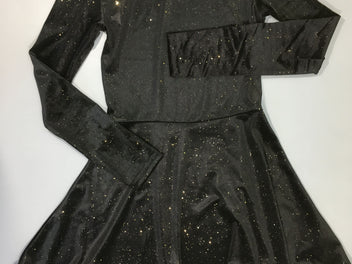 Robe m.l velour ras noir irisé doré