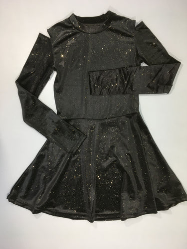 Robe m.l velour ras noir irisé doré, moins cher chez Petit Kiwi