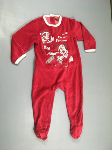 Pyjama velours rouge Mickey Noël, moins cher chez Petit Kiwi