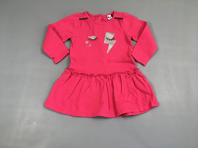 Robe m.l jersey rose cils argentés, moins cher chez Petit Kiwi