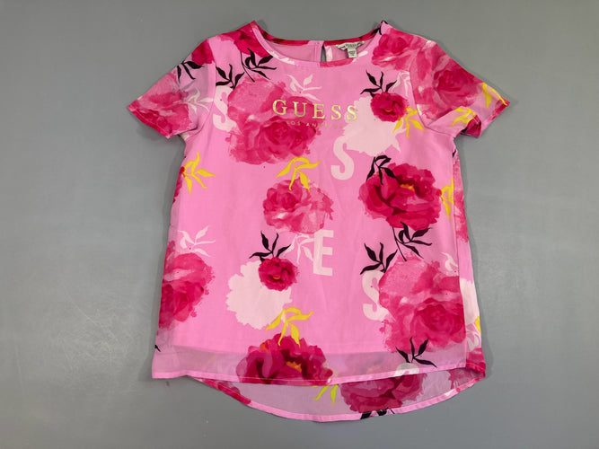 Blouse m.c rose fleurs, moins cher chez Petit Kiwi