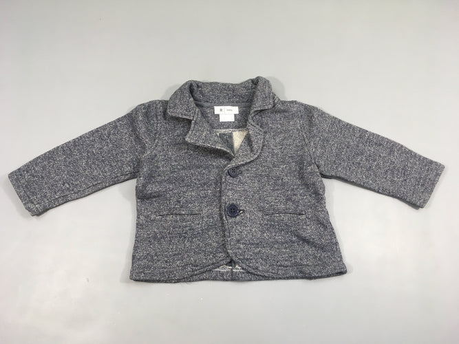 Veste blazer molleton bleu chiné, moins cher chez Petit Kiwi