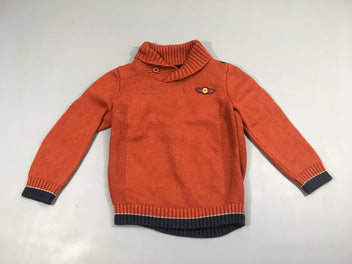 Pull orange col châle, 12% laine