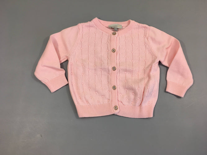 Gilet rose texturé, moins cher chez Petit Kiwi