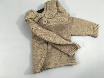 Gilet beige à capuche 50% laine