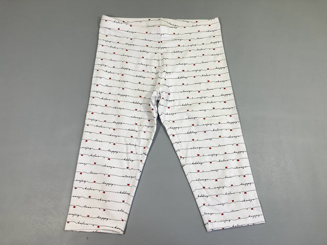 Legging court blanc textes, genoux légèrement tachés, moins cher chez Petit Kiwi