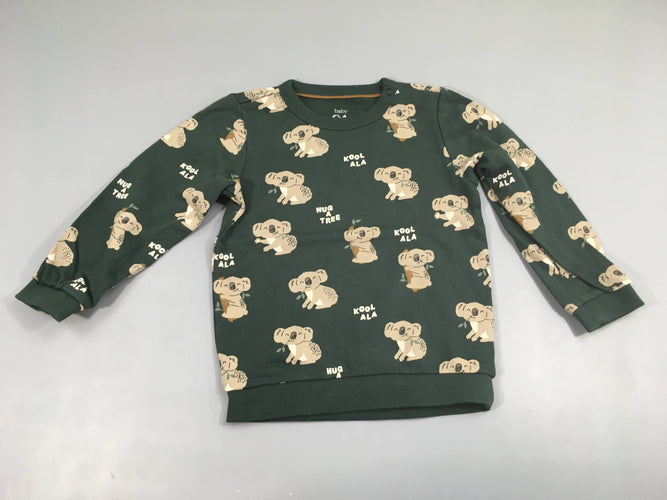 Sweat vert koala, moins cher chez Petit Kiwi