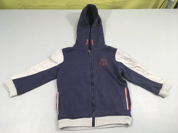 Sweat zippéà capuche bleu foncé/gris 1987