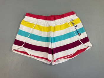 Short molleton blanc rayé multicolore