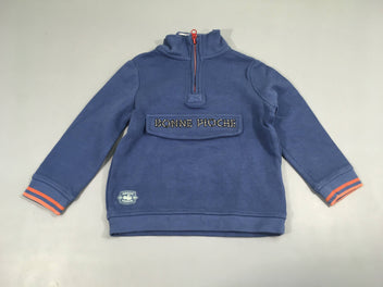 Sweat bleu col montant avec petit zippe 