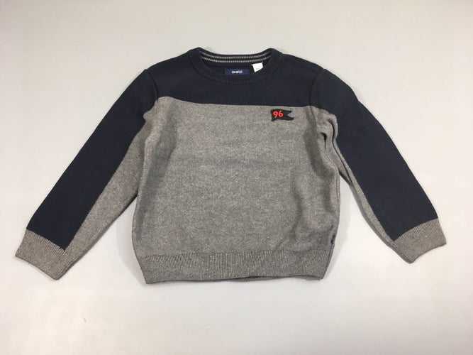 Pull bleu marine/gris 96, moins cher chez Petit Kiwi