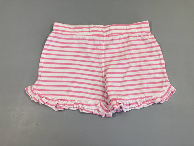 Short jersey blanc rayé rose froufrous, moins cher chez Petit Kiwi