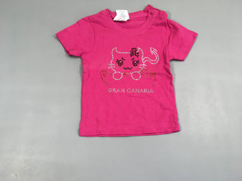 T-shirt m.c fuchsia Chat strass