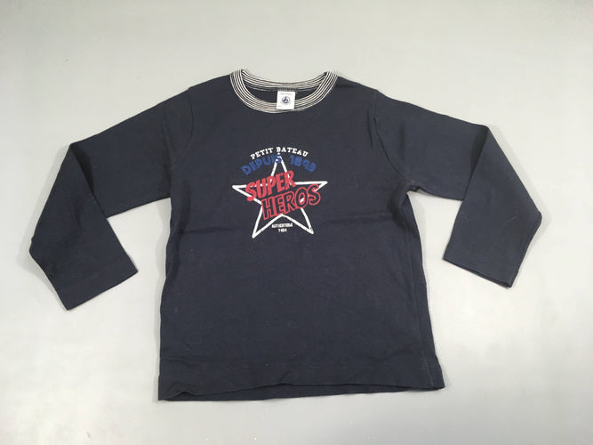 T-shirt m.l bleu marine Super heros, moins cher chez Petit Kiwi