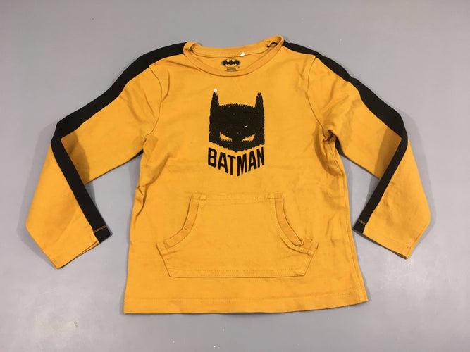 T-shirt m.l orange Batman sequins réversibles poche avant, un peu bouloché, moins cher chez Petit Kiwi