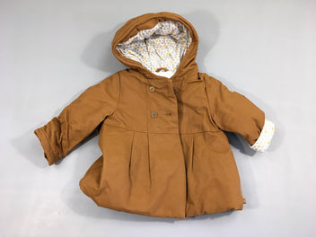 Etat neuf-Manteau à capuche ocre doublé velours