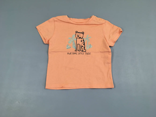 T-shirt m.c orange Félin, moins cher chez Petit Kiwi