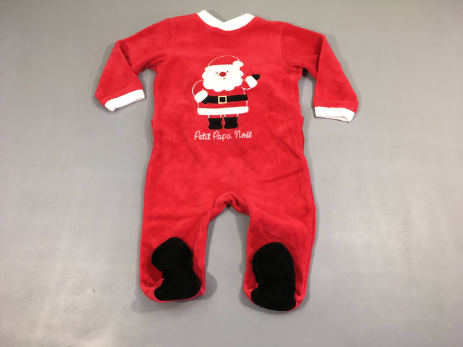 Pyjama velours rouge père noël, moins cher chez Petit Kiwi