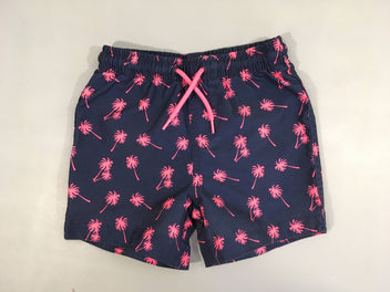 Maillot short bleu marine palmiers