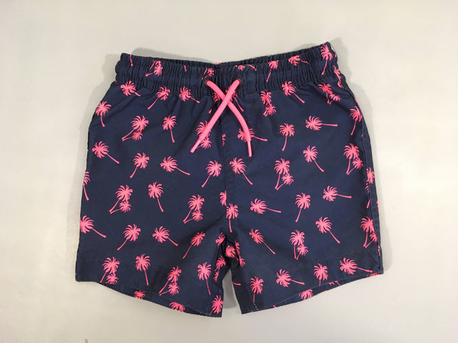 Maillot short bleu marine palmiers, moins cher chez Petit Kiwi