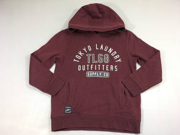 Sweat bordeaux outfitters à capuche, tache d'encre sur le devant, bouloché