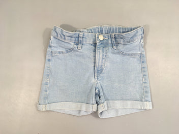 Short à revers en jean clair