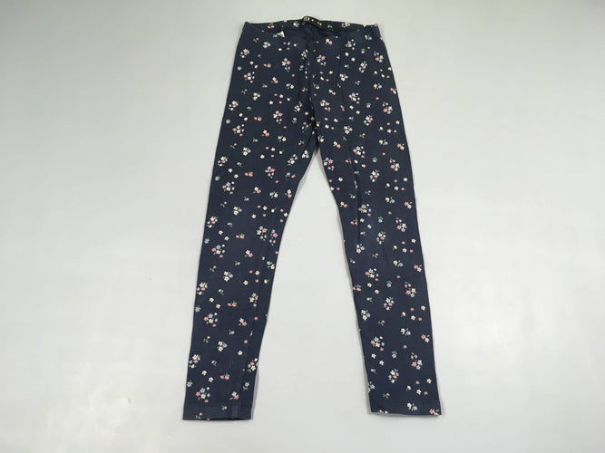 Legging bleu marine fleurs, moins cher chez Petit Kiwi