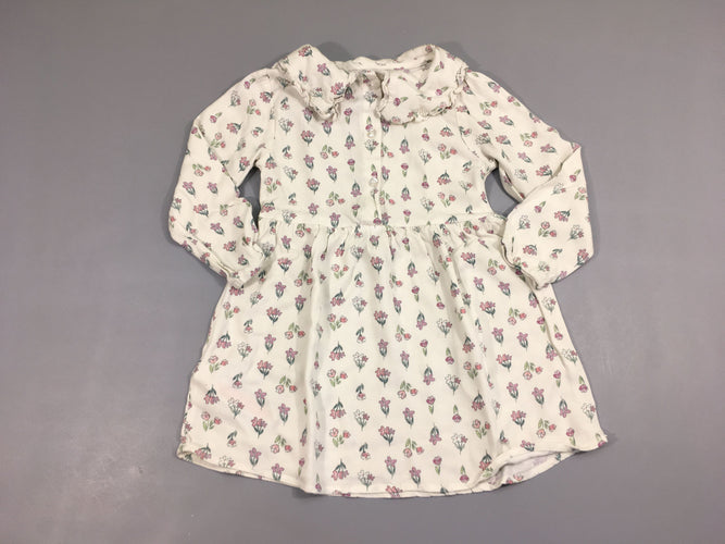 Robe m.l écru fleuri col, moins cher chez Petit Kiwi