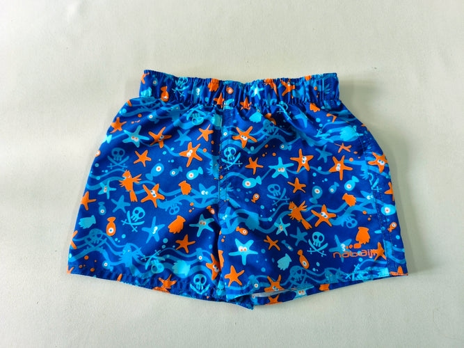 Maillot short bleu étoiles de mer perroquets poissons, Nabaiji, moins cher chez Petit Kiwi