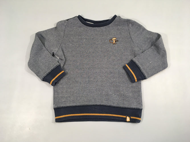 Pull bleu-gris texturé Singe Kaatje, moins cher chez Petit Kiwi